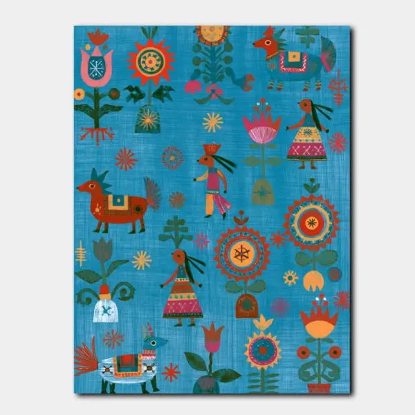 Indian Folk Symbols on Turquoise