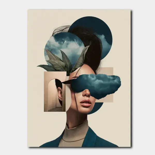 Surreal Woman with Cloud Blindfold